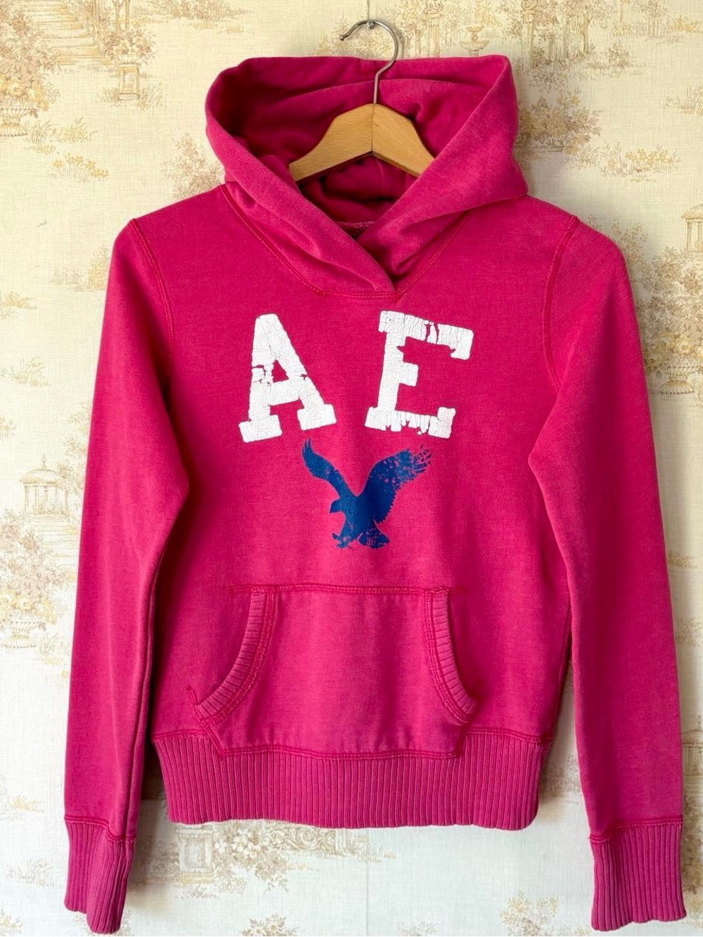 Y2K 2000s American Eagle Hot Pink Logo Hoodie XS